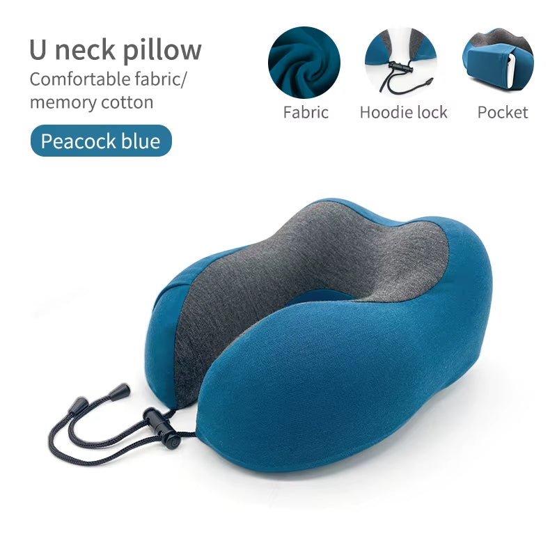 U-Shape Travel Pillow Memory Foam Car and Airplane Accessory Comfortable Neck Support for On-The-Go Relaxation