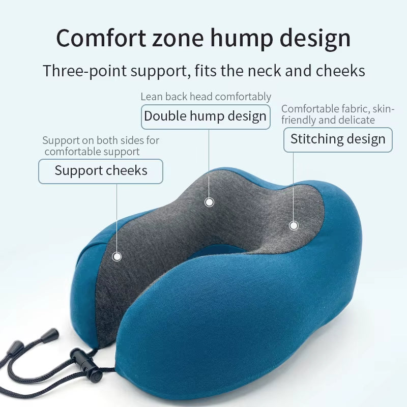 U-Shape Travel Pillow Memory Foam Car and Airplane Accessory Comfortable Neck Support for On-The-Go Relaxation