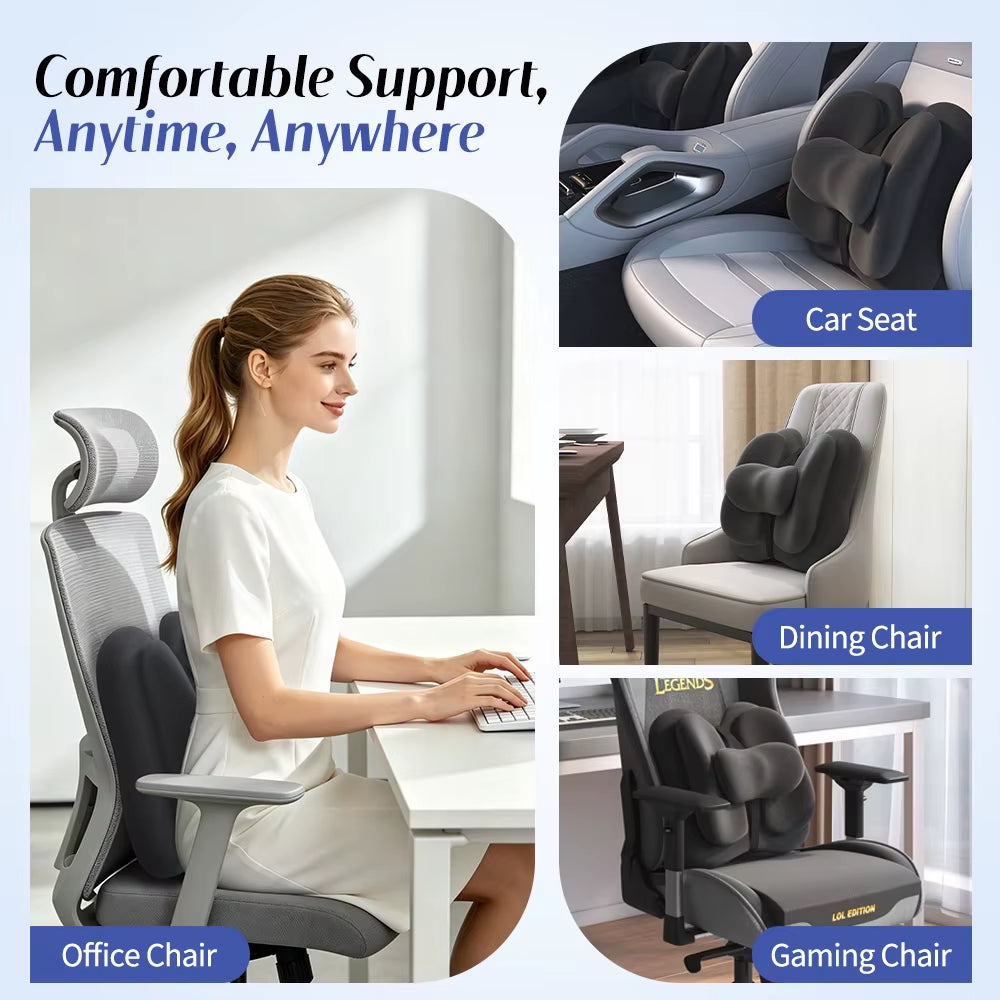 Lumbar Support Pillow for Office Chair, Memory Foam Low Back Support,Back Pain Relief, Ergonomic Back Cushion for Desk Chair