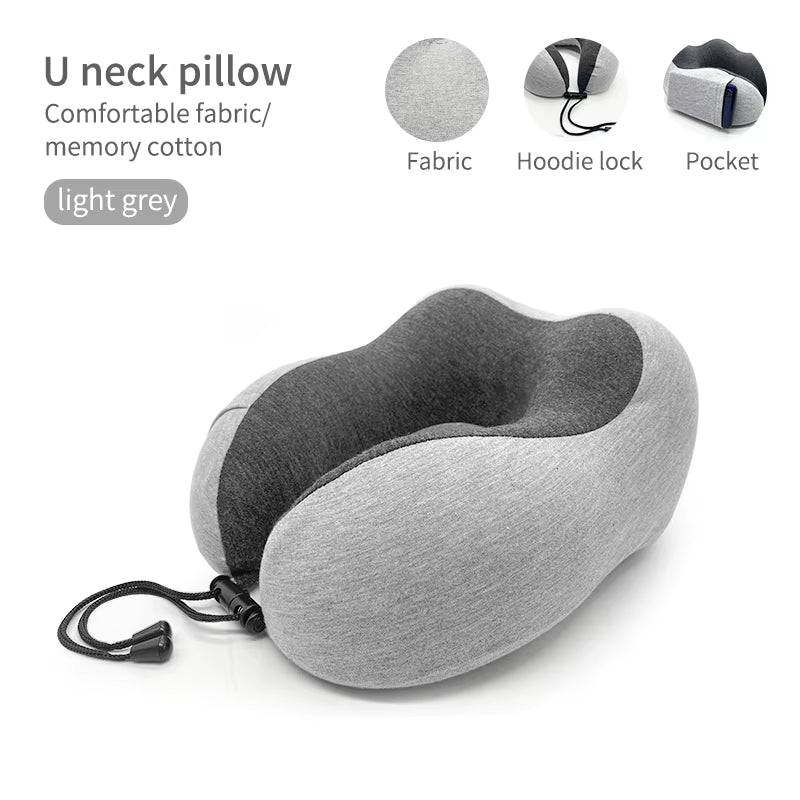 U-Shape Travel Pillow Memory Foam Car and Airplane Accessory Comfortable Neck Support for On-The-Go Relaxation