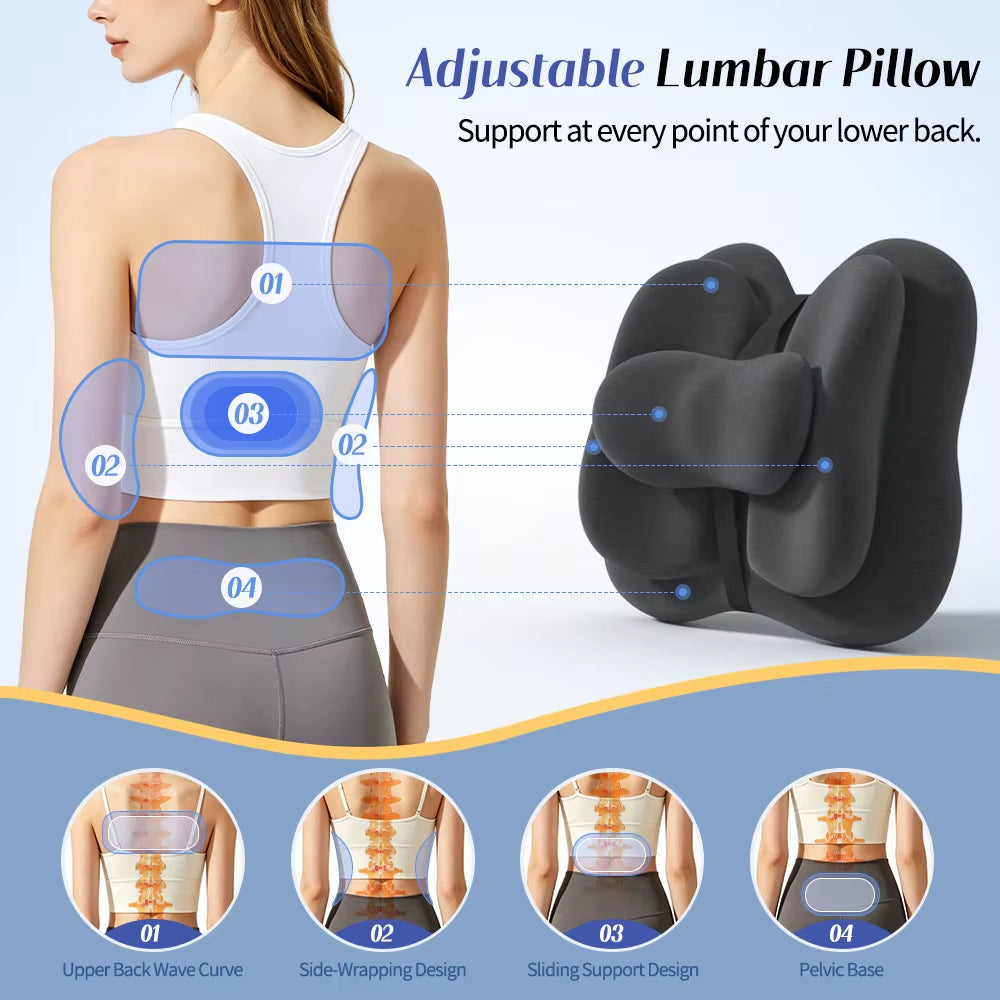 Lumbar Support Pillow for Office Chair, Memory Foam Low Back Support,Back Pain Relief, Ergonomic Back Cushion for Desk Chair