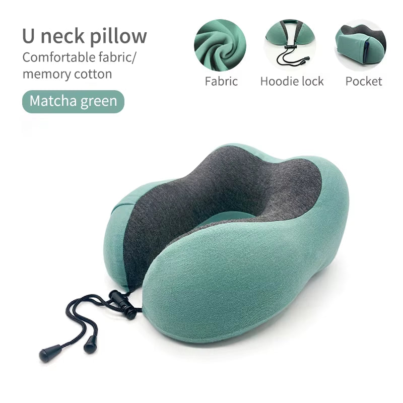 U-Shape Travel Pillow Memory Foam Car and Airplane Accessory Comfortable Neck Support for On-The-Go Relaxation