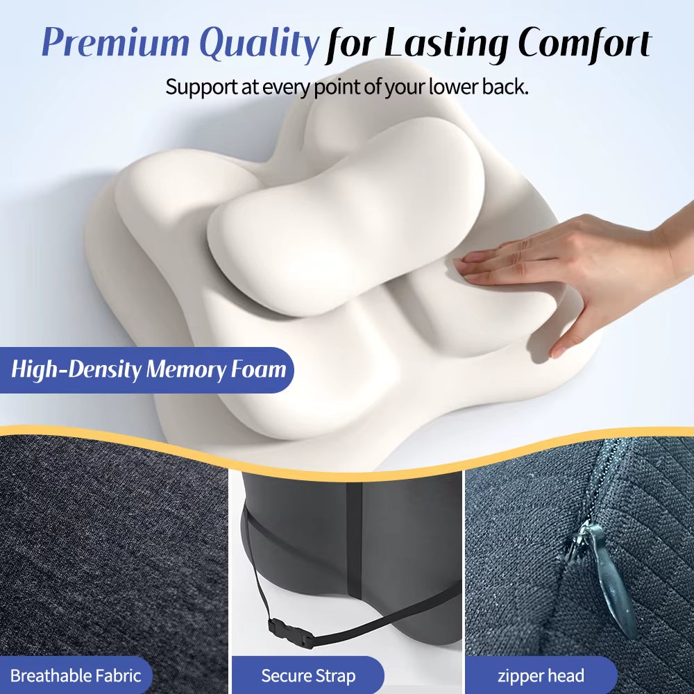 Lumbar Support Pillow for Office Chair, Memory Foam Low Back Support,Back Pain Relief, Ergonomic Back Cushion for Desk Chair