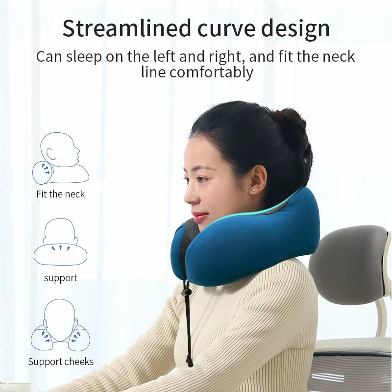 U-Shape Travel Pillow Memory Foam Car and Airplane Accessory Comfortable Neck Support for On-The-Go Relaxation